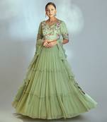 Green Georgette Lehenga