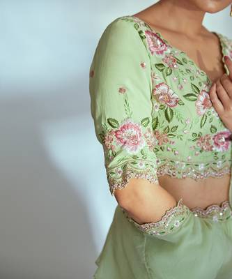 Green Georgette Lehenga 4