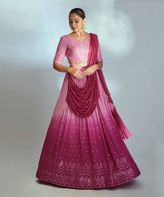 Pink Georgette Lehenga 1