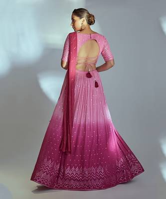 Pink Georgette Lehenga 2