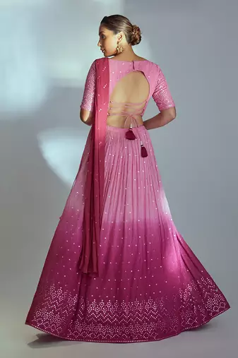 Pink Georgette Lehenga