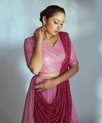 Pink Georgette Lehenga 3