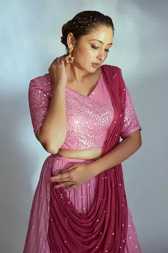 Pink Georgette Lehenga