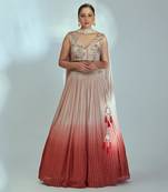 Nude Georgette Crepe Lehenga