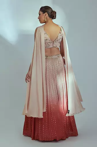 Nude Georgette Crepe Lehenga