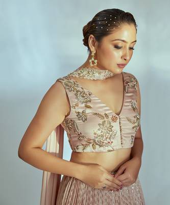 Nude Georgette Crepe Lehenga 3