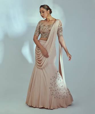 Nude Georgette Lehenga 1