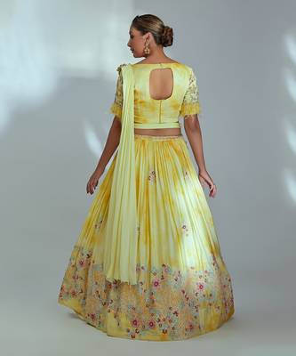 Yellow Georgette Crepe Lehenga 2
