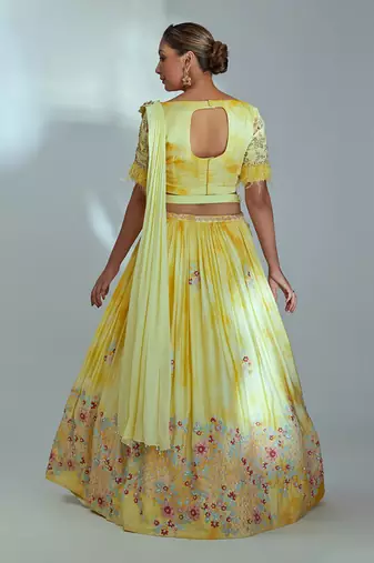 Yellow Georgette Crepe Lehenga