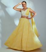 Yellow Georgette Crepe Lehenga