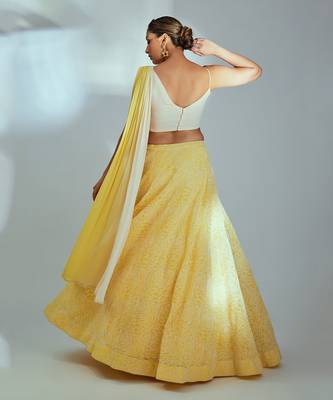 Yellow Georgette Crepe Lehenga 2