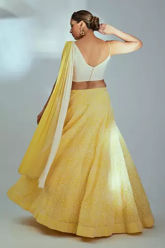 Yellow Georgette Crepe Lehenga
