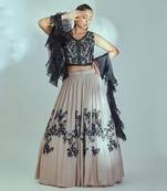 Nude And Black Georgette Crepe Lehenga