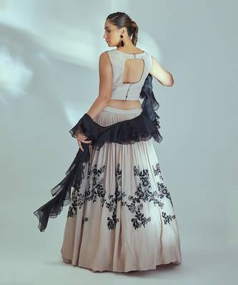 Nude And Black Georgette Crepe Lehenga 2