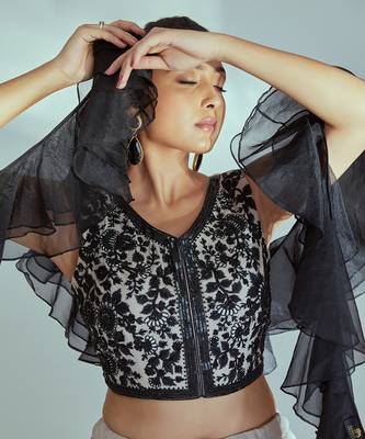 Nude And Black Georgette Crepe Lehenga 5