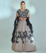 Nude And Black Georgette Crepe Lehenga