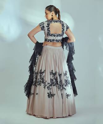 Nude And Black Georgette Crepe Lehenga 2