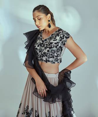 Nude And Black Georgette Crepe Lehenga 3