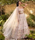 Off White Georgette Crepe Bustier Lehenga Set