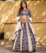 Navy Blue Georgette Crepe Lehenga Set