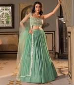 Green Georgette Lehenga Set