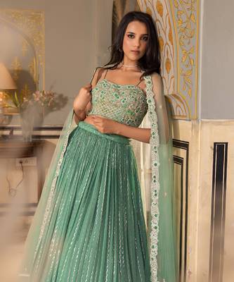 Green Georgette Lehenga Set 2