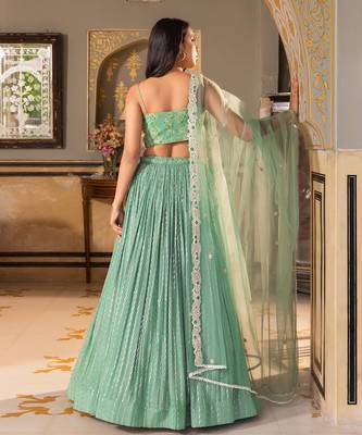 Green Georgette Lehenga Set 7