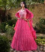 Pink Georgette And Net Lehenga Set