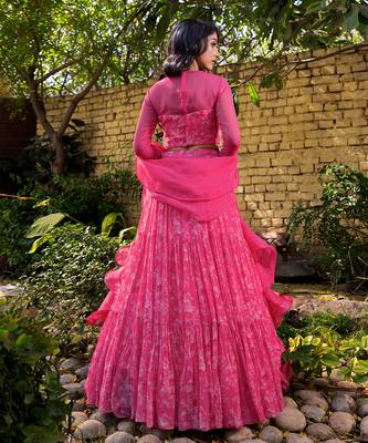 Pink Georgette And Net Lehenga Set 2