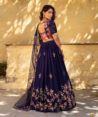 Purple Georgette Lehenga Set 2