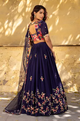 Purple Georgette Lehenga Set