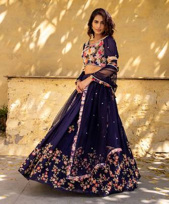 Purple Georgette Lehenga Set 3