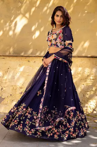 Purple Georgette Lehenga Set