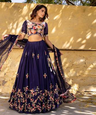 Purple Georgette Lehenga Set 4