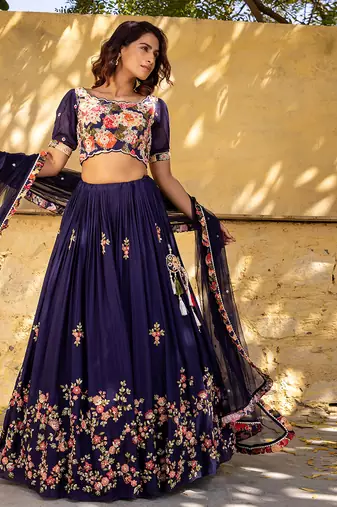 Purple Georgette Lehenga Set