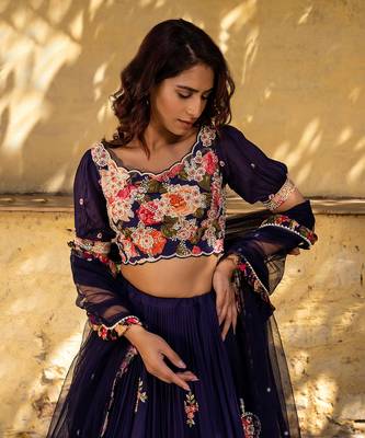 Purple Georgette Lehenga Set 5