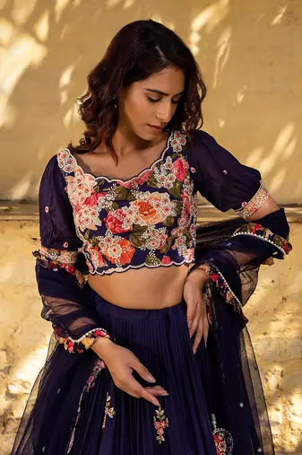 Purple Georgette Lehenga Set