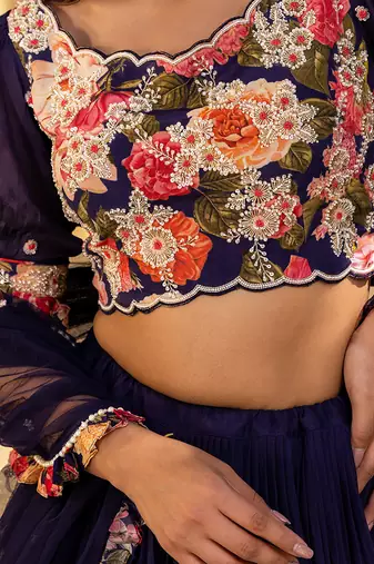 Purple Georgette Lehenga Set