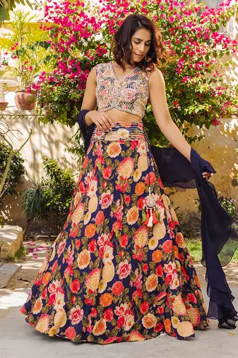 Purple Georgette Lehenga Set