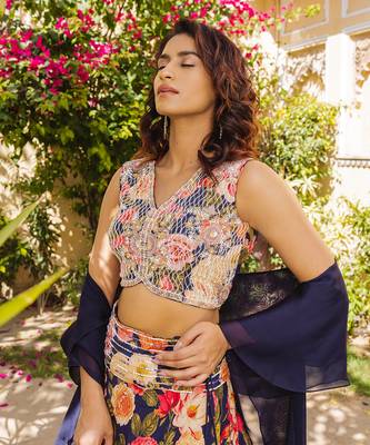 Purple Georgette Lehenga Set 3