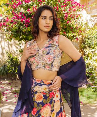 Purple Georgette Lehenga Set 4