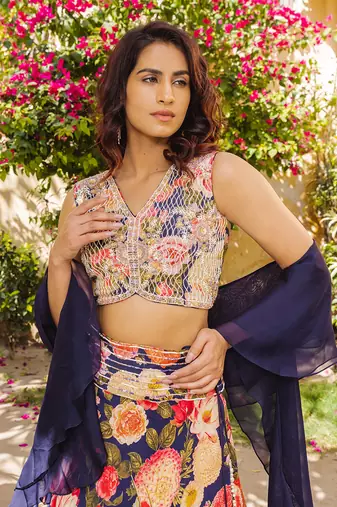 Purple Georgette Lehenga Set