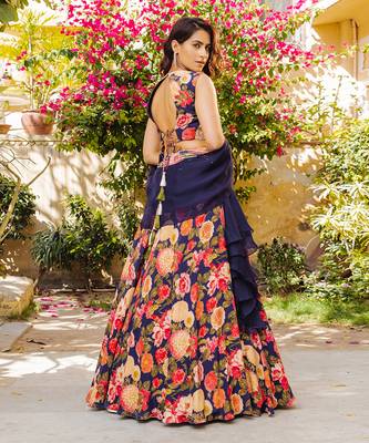 Purple Georgette Lehenga Set 5