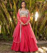 Coral Georgette And Net Lehenga Set