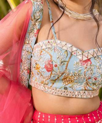 Coral Georgette And Net Lehenga Set 8