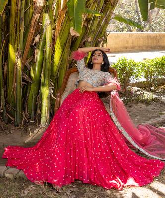 Coral Georgette And Net Lehenga Set 4