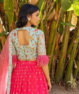 Coral Georgette And Net Lehenga Set 8