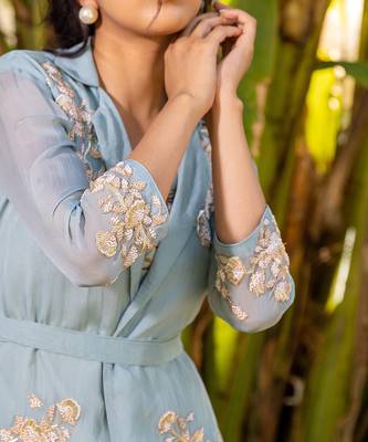 Light Blue Georgette Lehenga & Jacket Set 6