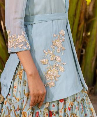 Light Blue Georgette Lehenga & Jacket Set 7
