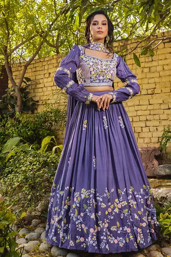 Lavender Crepe Lehenga Set